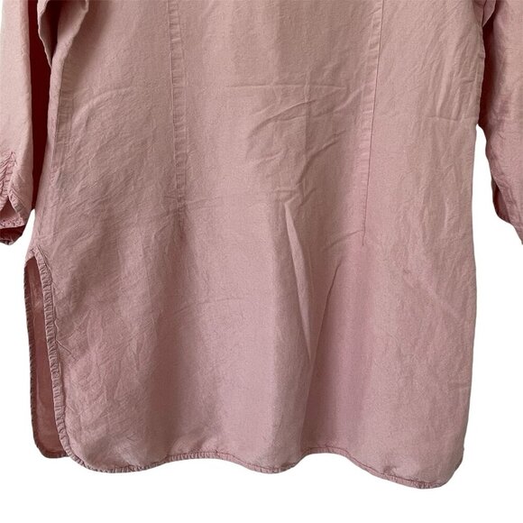 Jim Thompson Top Silk L Pastel Pink Tunic Henley Feminine Minimalist Cottagecore - Picture 6 of 16
